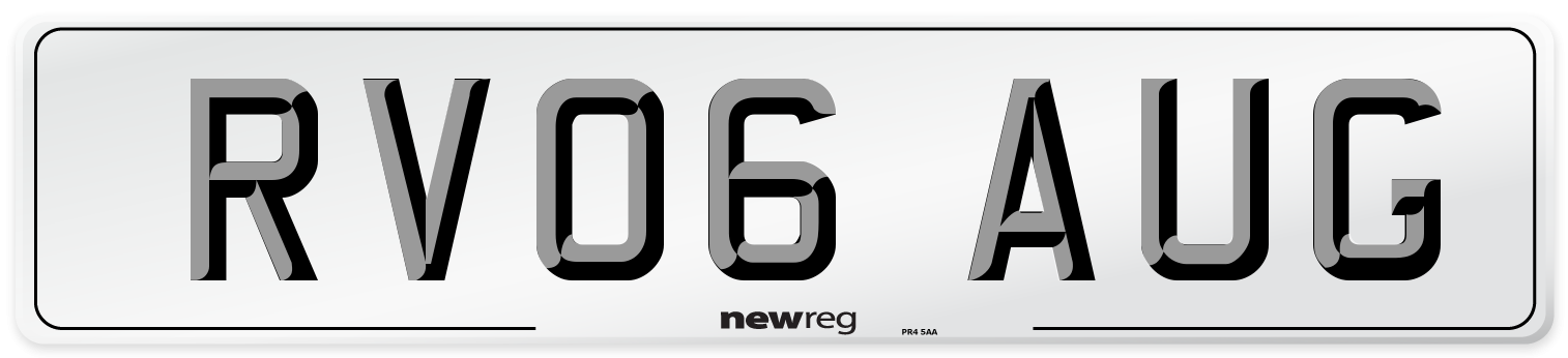 RV06 AUG Number Plate from New Reg
